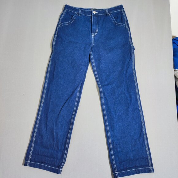 Refuge Denim carpenter jeans women's size 07 dark wash ink blue colour loose fit - Picture 1 of 12